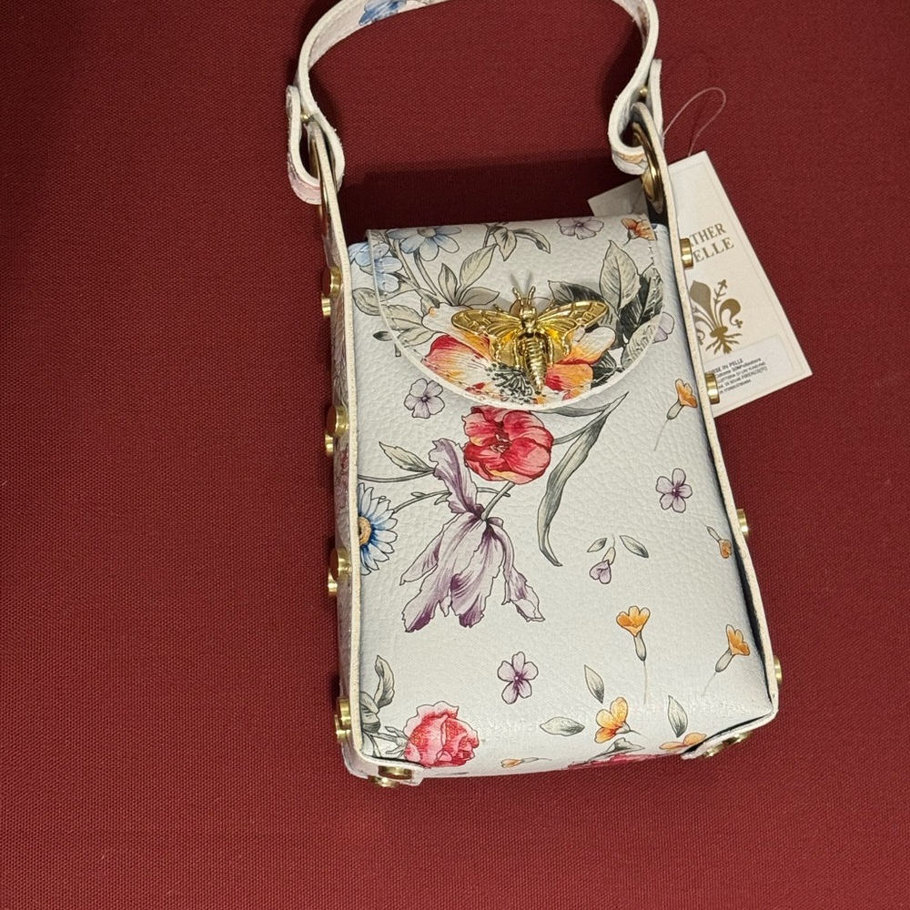 Vera Pelle White Floral Mini Bag
